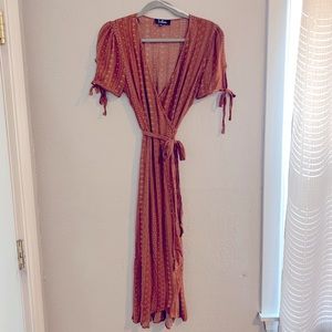 Lulus Brown Wrap Dress Sz. M